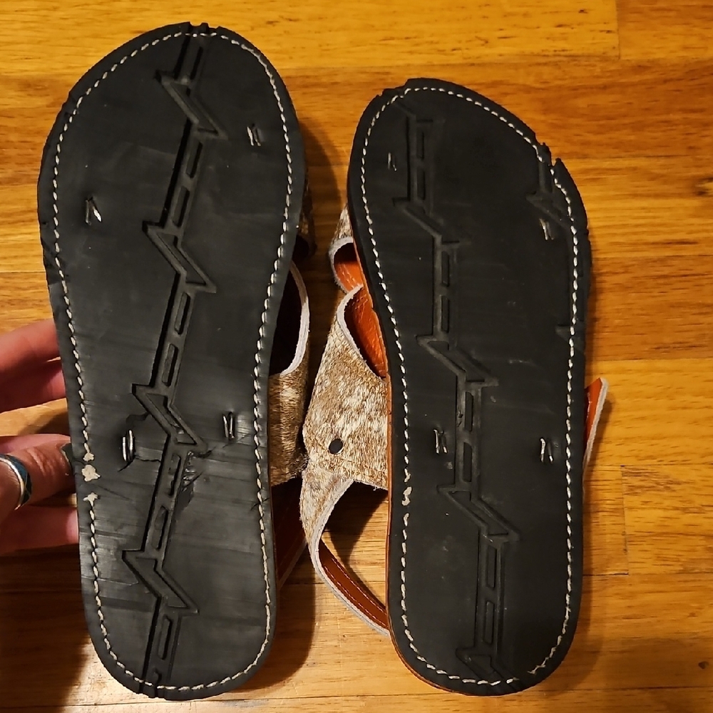 Cowhide Leather Sandles Approx Size 11 - Picture 6 of 14